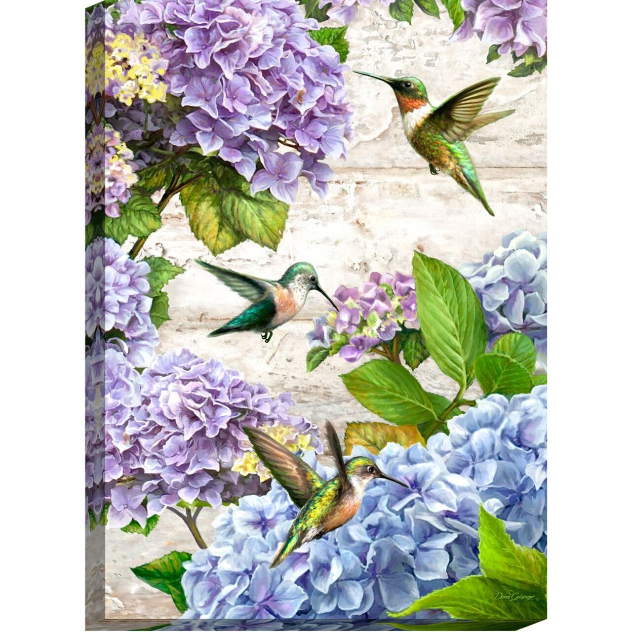 Glow Decor Purple and Green Hummingbirds Rectangular Canvas Wall Art Decor 24" x 18"